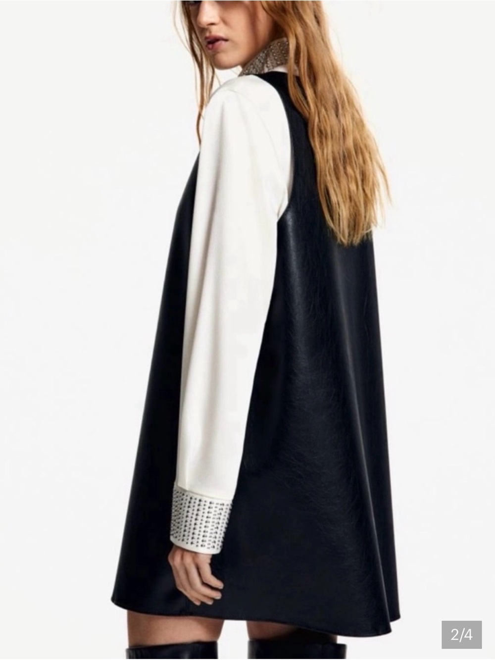 Zara Black Faux Leather Tunic Dress - Picture 2 of 4